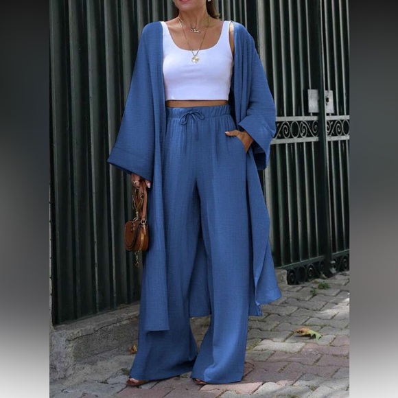 Elegant Hot Pink Women's Pants & Kimono Set - Picture 12 of 16